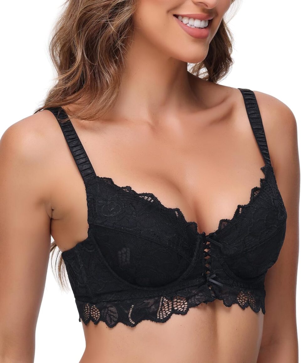 Women Underwire Full Coverage Sexy Lace Everyday See Through Bra No Pad Plus Size Unline Bralette Lingerie
