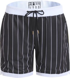 Pullonsy Basketball Athletic Mesh Shorts with Zip Pockets for Men, Running Workout Gym Sports 7 Inche Inseam