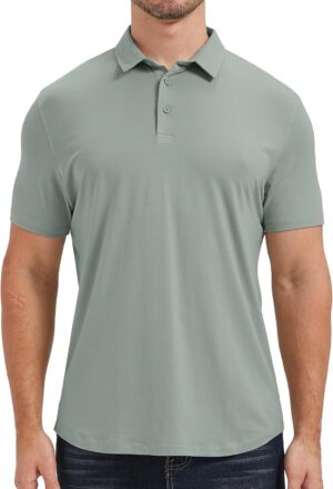 netdraw Mens Lightweight Bamboo Viscose Polo Ultra Soft Curved Hem UPF 50+ Casual Collared Golf Shirt
