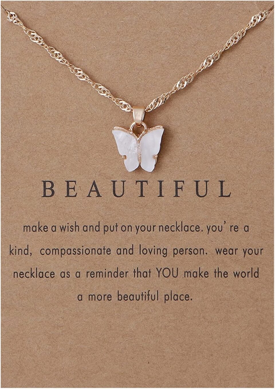Colorful Acrylic Butterfly Pendant Necklace Bohemian Adjustable Retro Card Clavicle Chain Insect Animal Necklace for Women Friend Friendship Party Jewelry Gift