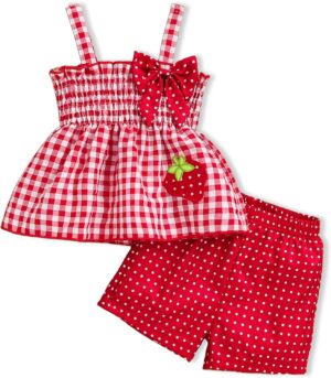 Toddler Girl Clothes Baby Girl Summer Outfits Ruffle Sleeveless Shirts Tops Shorts Set for Girl Clothing