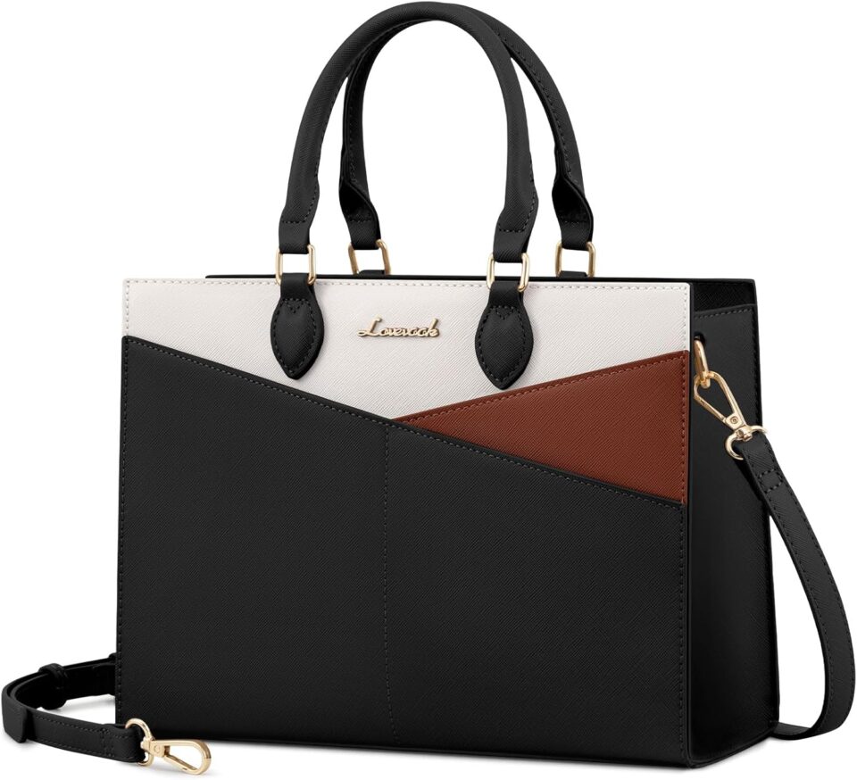 LOVEVOOK Purses for Women,Satchel Handbags Tote Bag, Black Pu Leather Shoulder Crossbody Top Handle Purse with Zipper
