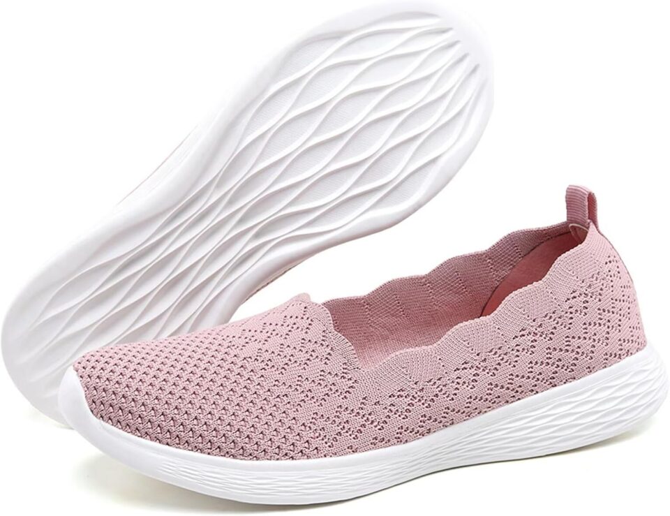 poemlady Women's Slip on Loafer Shoes - Mesh Casual Ballet Flat Nurse Walking Sneakers Knit Round Toe Casual Memory Foam Shoes 2235