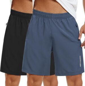 Mens Athletic Shorts 7 Inch Quick Dry Running Sports Shorts Lightweight Workout Gym Shorts Elastic Waist Shorts with Pockets