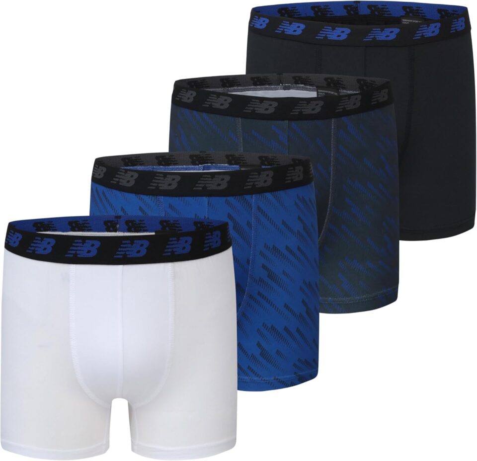 New Balance Boys' 3.5" Underwear, Performance Boxer Briefs (4 Pack)