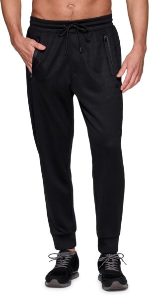 RBX Workout Joggers for Men, Lightweight French Terry Quick Drying X-Dri Sweatpants with Zipper Pockets for Gym, Loungewear