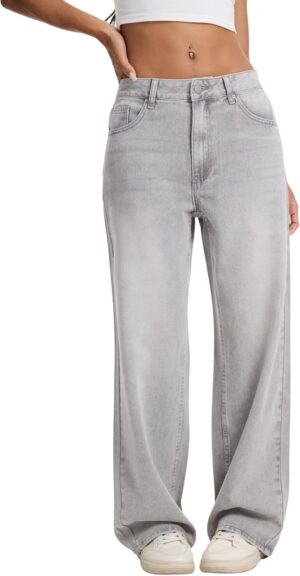 Straight Leg Jeans for Women Casual Washed Vintage Loose Fit Boyfriend Baggy Denim Pants