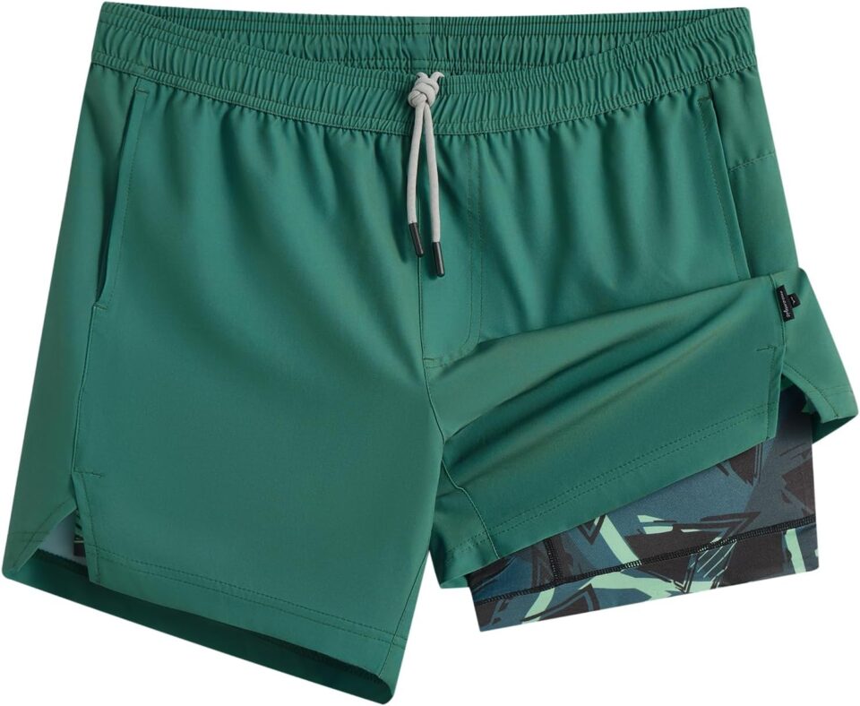 maamgic Men's 5'' Athletic Shorts 2 in 1 Running Shorts Recycled Polyester Workout Shorts