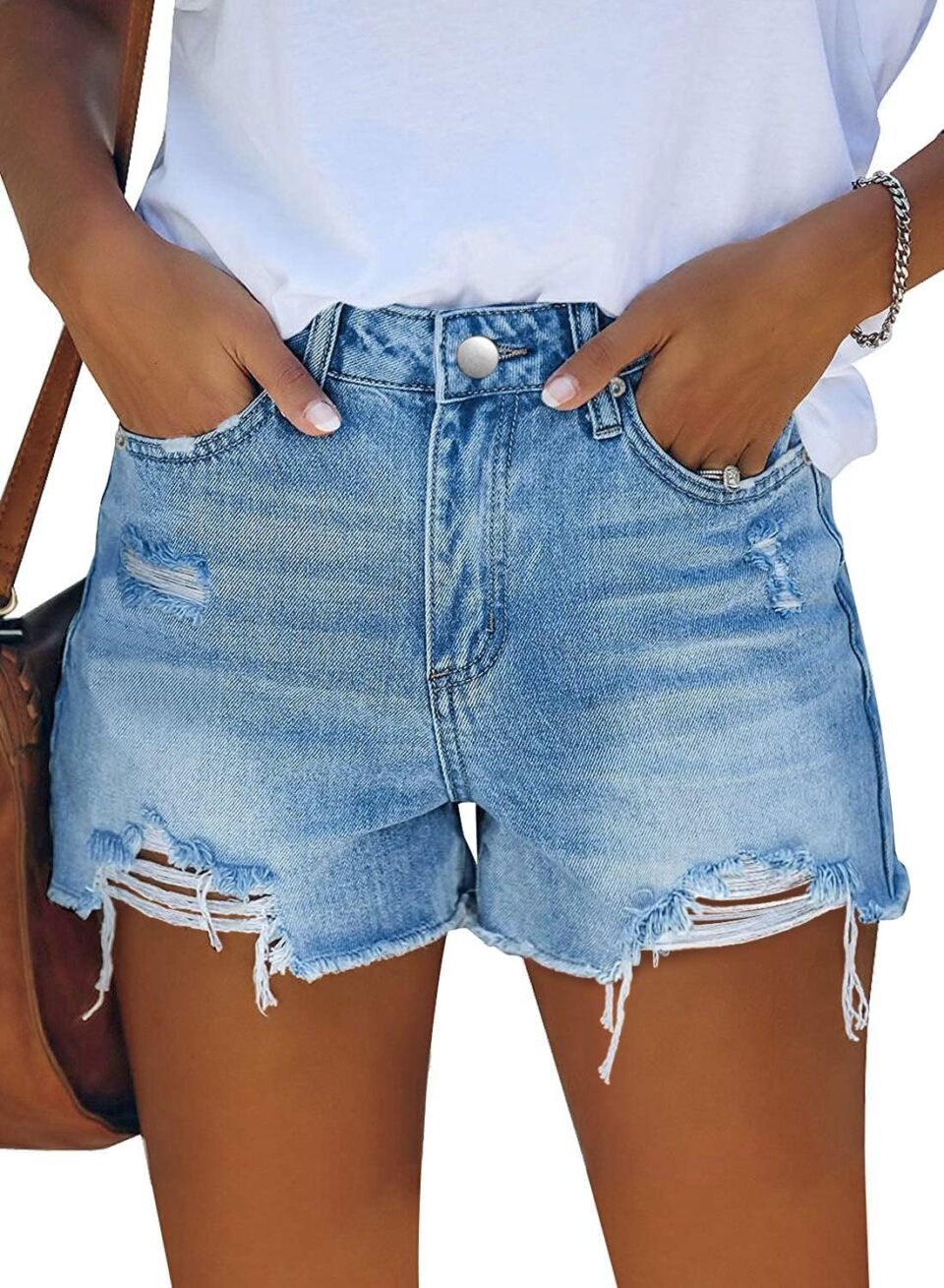 MODARANI Women's Cut Off Denim Jean Shorts Ripped Distressed