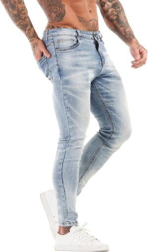 GINGTTO Men's Skinny Jeans Stretch Ripped Tapered Leg