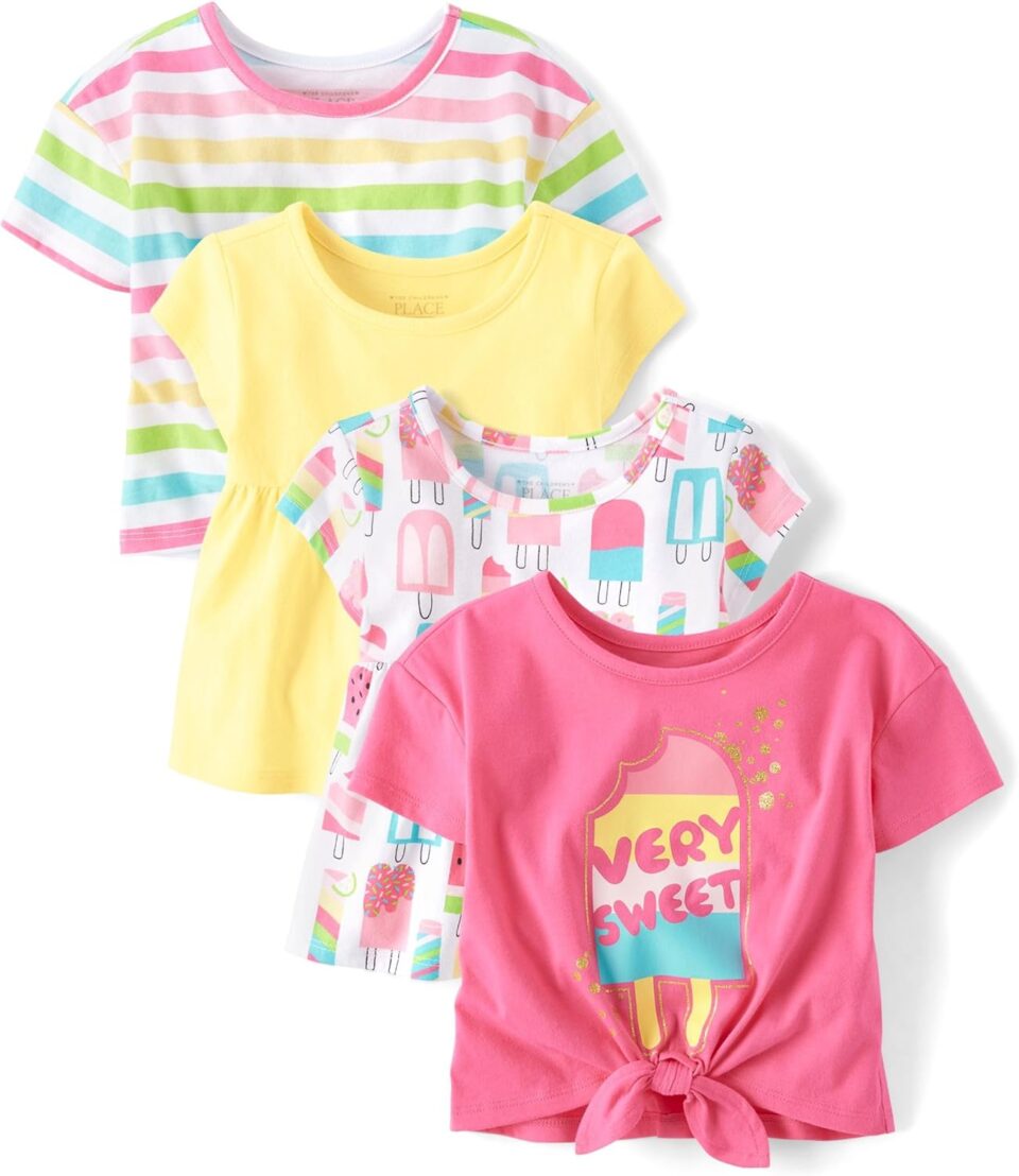 The Children's Place Baby Girls' and Toddler Short Sleeve Everyday Casual Knit Shirt