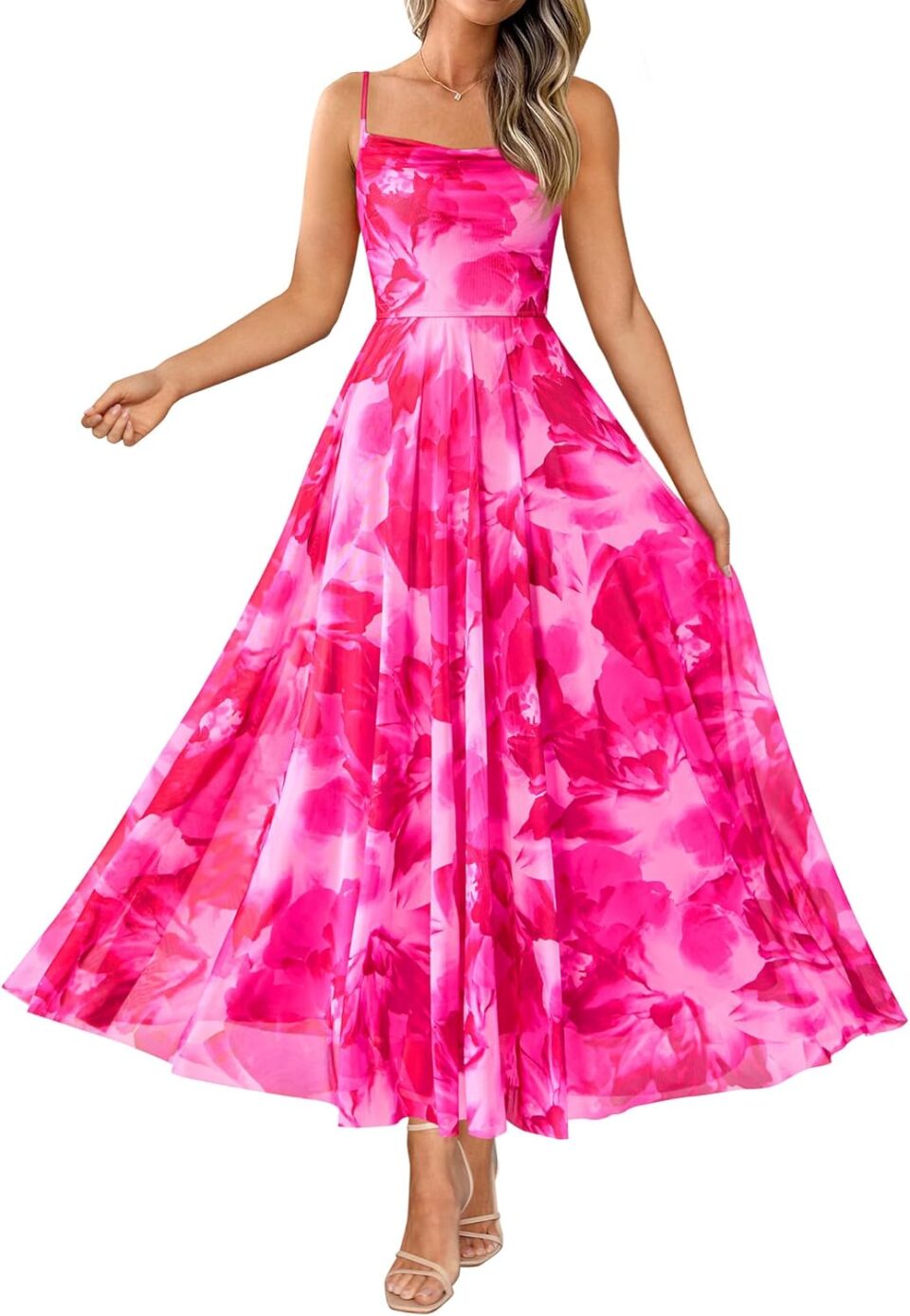 BTFBM Women Summer Floral Maxi Dresses Elegant Spaghetti Strap Dress Printed Party Dress Beach Long Dresses