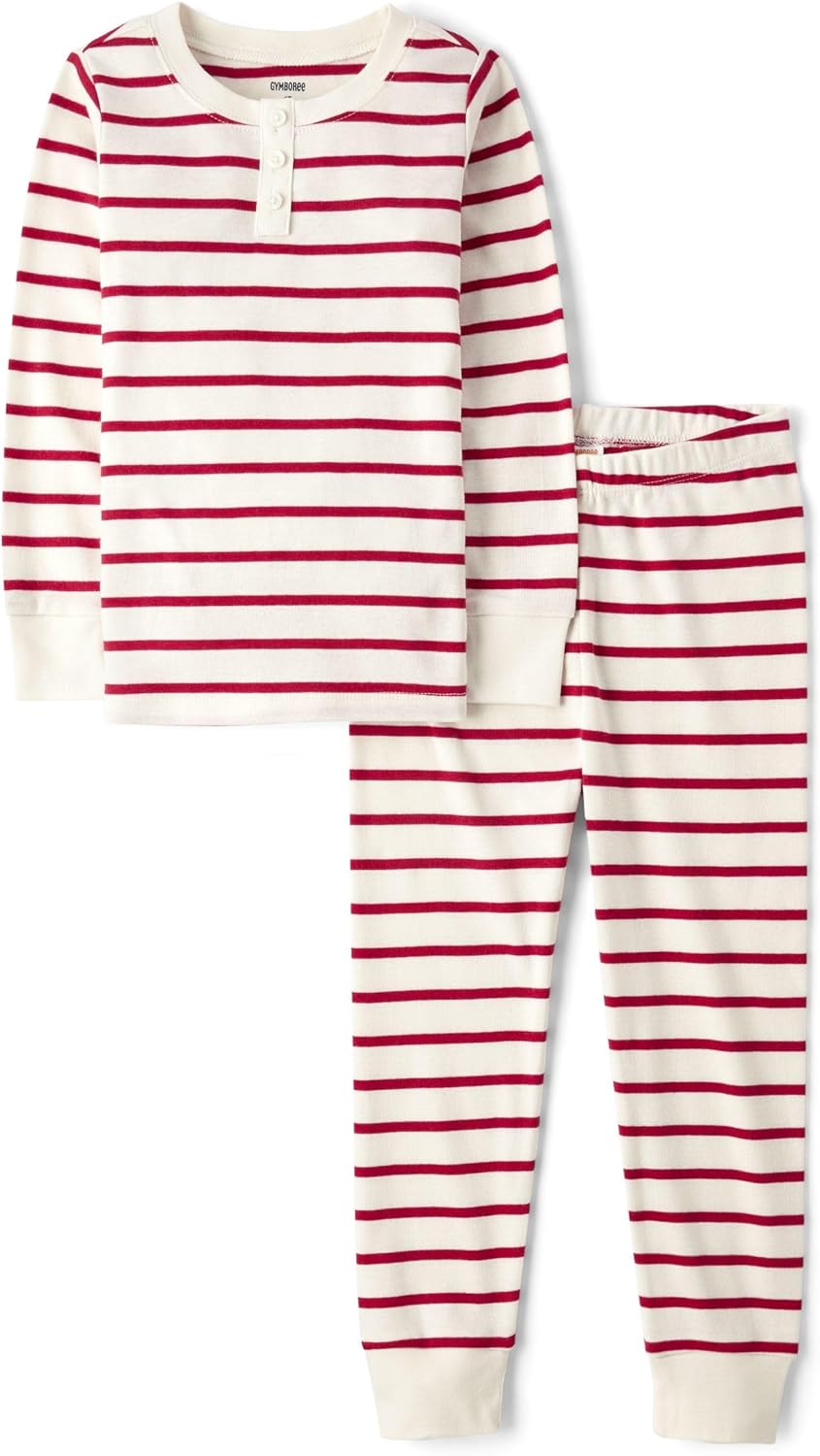 Gymboree Boys' Gymmie Long Sleeve and Pant Cotton 2-Piece Pajama Sets, Big Kid, Toddler