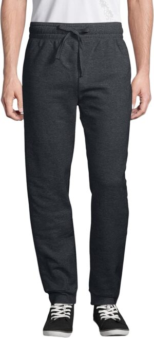 Hanes Men's Jogger Sweatpant with Pockets, Charcoal Heather, Large