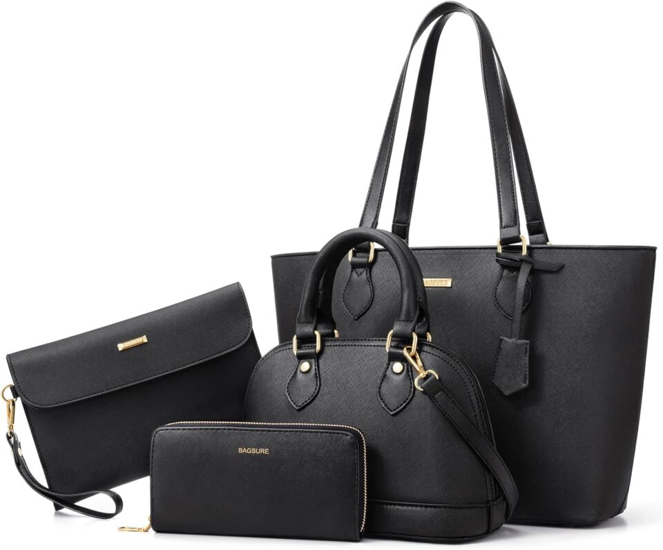 4PCS Women Fashion Handbags Purses Wallet Shoulder Bags Casual Tote Bag Crossbody Bags, Handbag Set Gift for Ladies Girls