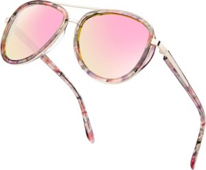 BIRCEN Polarized Sunglasses for Women UV - Protection Womens Retro Mirrored Shades with Acetate Frame BC2001