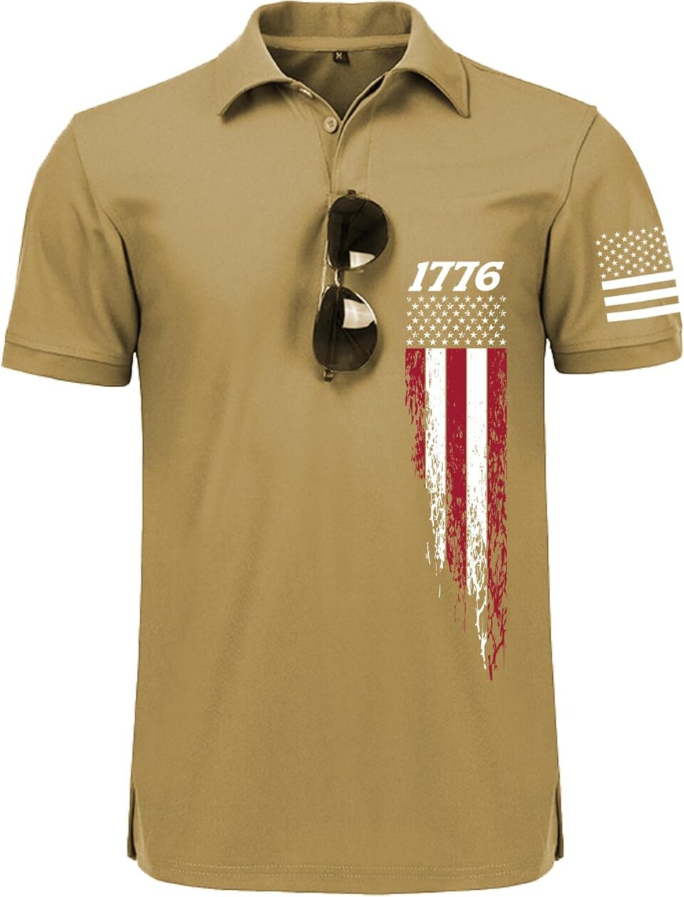 JACKETOWN Men's Polo Shirt Patriotic Graphic Short Sleeve American Flag Golf Shirt Independence Day