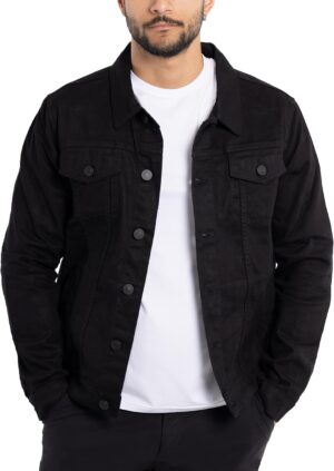 X RAY Mens Denim Jacket, Washed Ripped Distressed Flex Stretch Casual Trucker Biker Jeans Jacket for Men