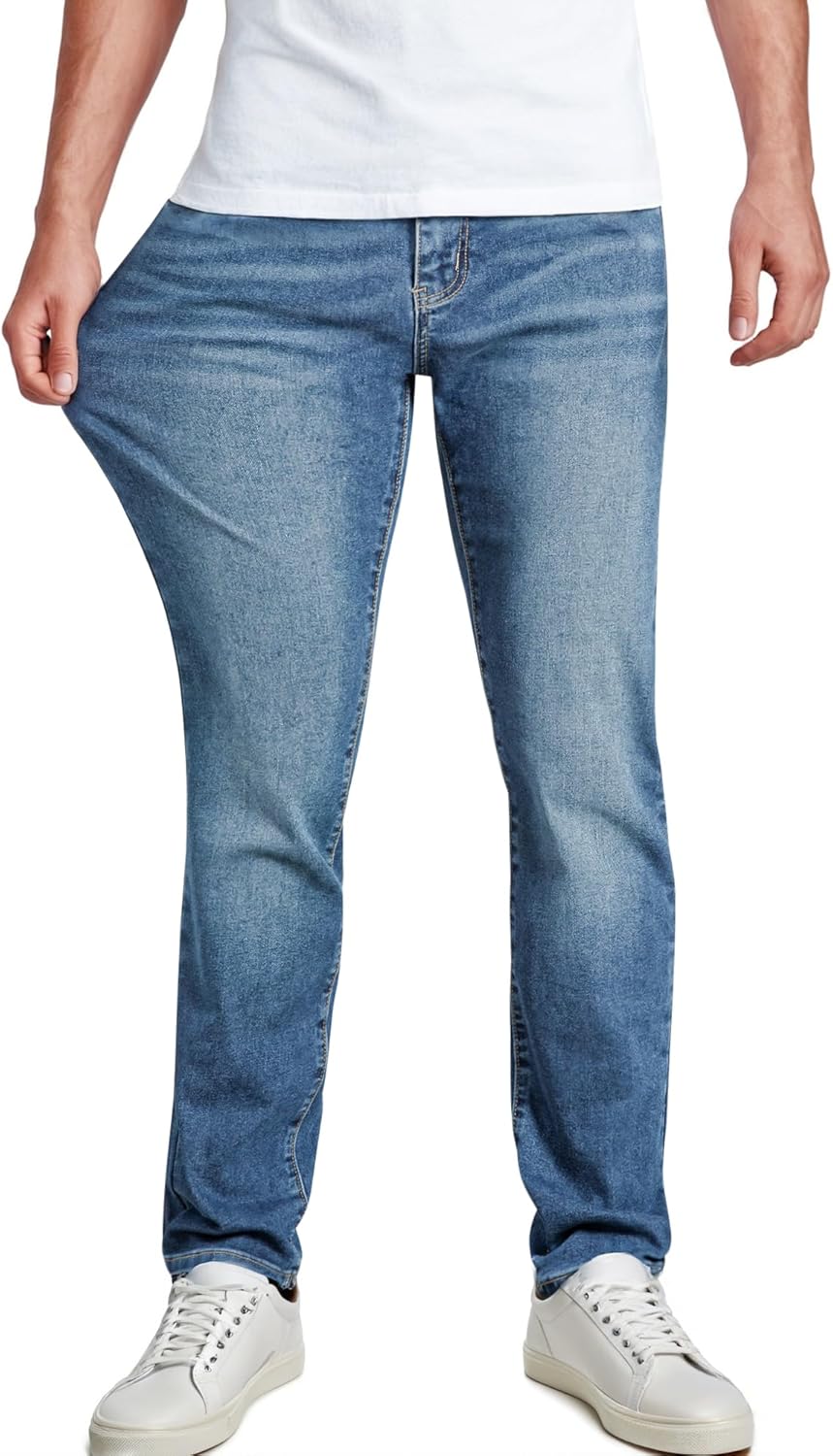 JMIERR Men's Jeans Classic Regular Fit Straight Stretch Denim Pants