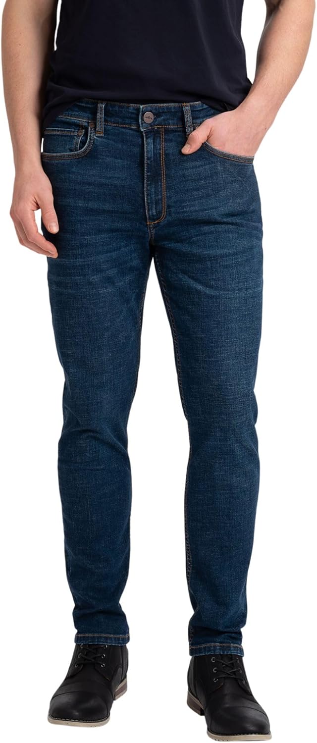 Mens Jeans Stretch Denim Slim Straight Tapered Leg Soft Cotton