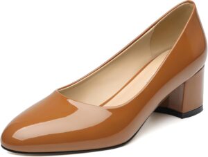SKYSTERRY Women's Pumps Chunky Block Closed Round Toe Heels Low Heel Comfortable Dress Shoes for Business Work Wedding 2 Inch
