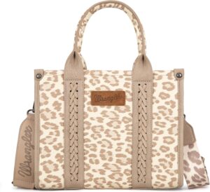 Wrangler Cow Print Tote Bag for Women Western Purse Boho Top Handle Satchel Handbag with Signature Strap