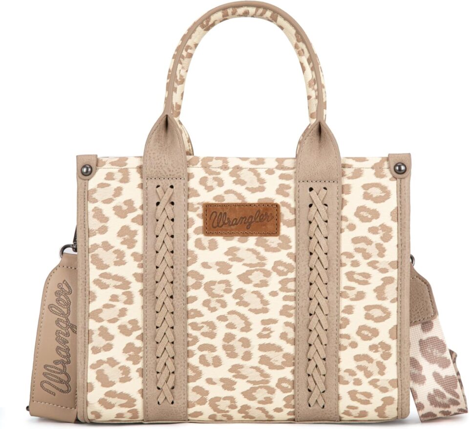 Wrangler Cow Print Tote Bag for Women Western Purse Boho Top Handle Satchel Handbag with Signature Strap