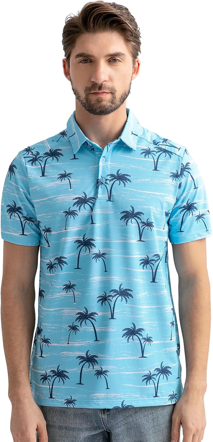 Rodeel Men's Golf Polo Shirt Short Sleeve Sun Protection Outdoor Sport Shirts