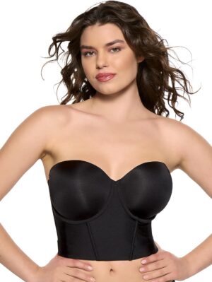 Felina Body Veil Longline Strapless Seamless Bra - Plus Size Strapless Bra with Wide Back- Strapless Bras for Women Backless