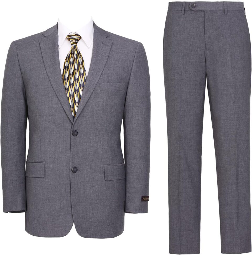 Men's Suit 2 Piece Classic Fit 2 Button Single Breasted Business Jacket Blazer Flat Pants Set