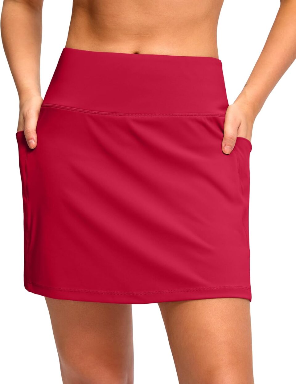 Women's Golf Skirts Skort 4 Side Pockets High Waisted Stretchy Tennis Skirt with Short Athletic Casual