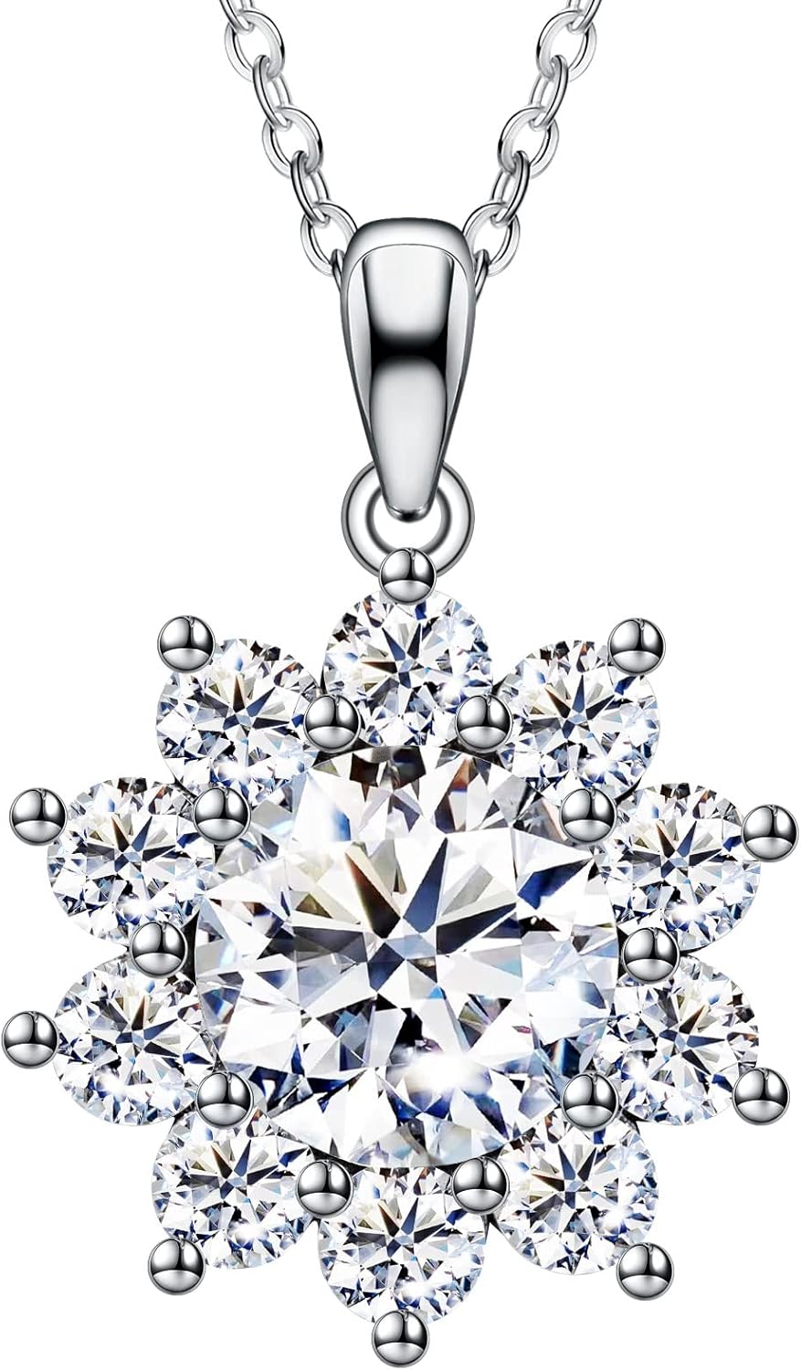 Jewelry for Wife Sunflower Moissanite Pendant Necklace for Women 1CT Wedding Anniversary Engagements Birthday Gifts for Her Daughter Girlfriend Mom on Christmas Valentines Mothers Day