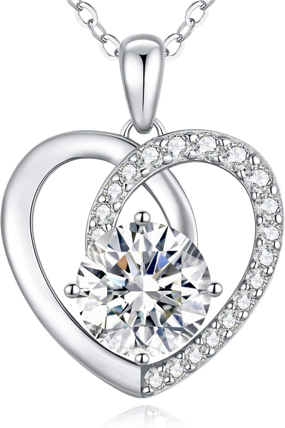 Moissanite Heart Pendant Necklaces for Women,D Color VVS1 Moissanite Lab-Created Gem,925 Sterling Silver Gold Plating,Wedding,Anniversary,Birthday Fine Jewelry Gifts for Wife Her Mom Girlfriend
