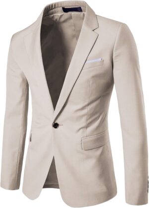 UNINUKOO Mens Sport Coat Slim Fit Suit Blazer Jacket One Button Lightweight for Casual Business