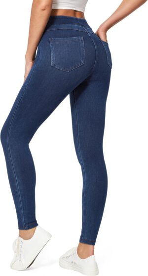 IUGA Jeggings for Women Tummy Control Stretchy High Waisted Jeans Pull on Skinny Jean Leggings with Pockets Trendy Casual