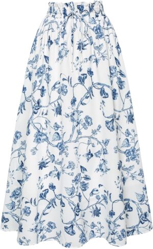 Scarlet Darkness Renaissance Maxi Skirts for Women Summer Floral Long Skirt with Pockets