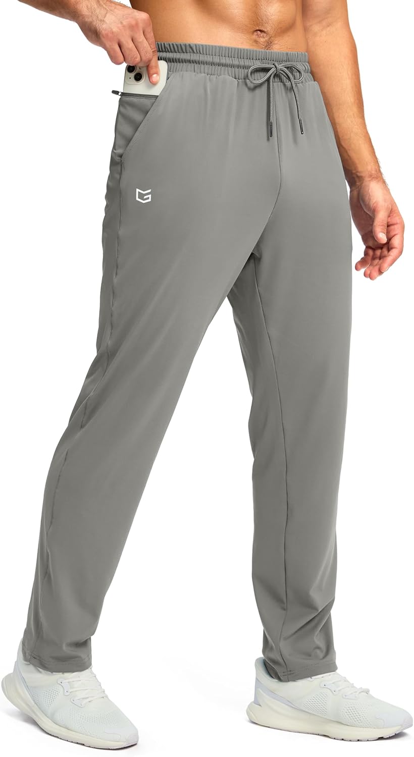 G Gradual Men's Sweatpants with Zipper Pocket Workout Athletic Track Pants Stretch Tapered Joggers for Gym Running Jogging