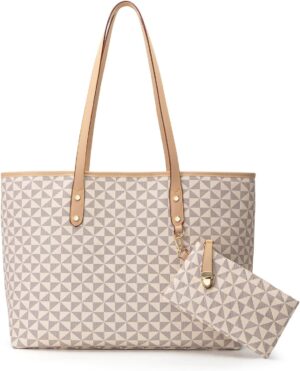 Women's Tote Top Handle Handbags Vegan Leather Designer Handbags for Women Fashion Shoulder Bag with Wallet for Ladies 2psc