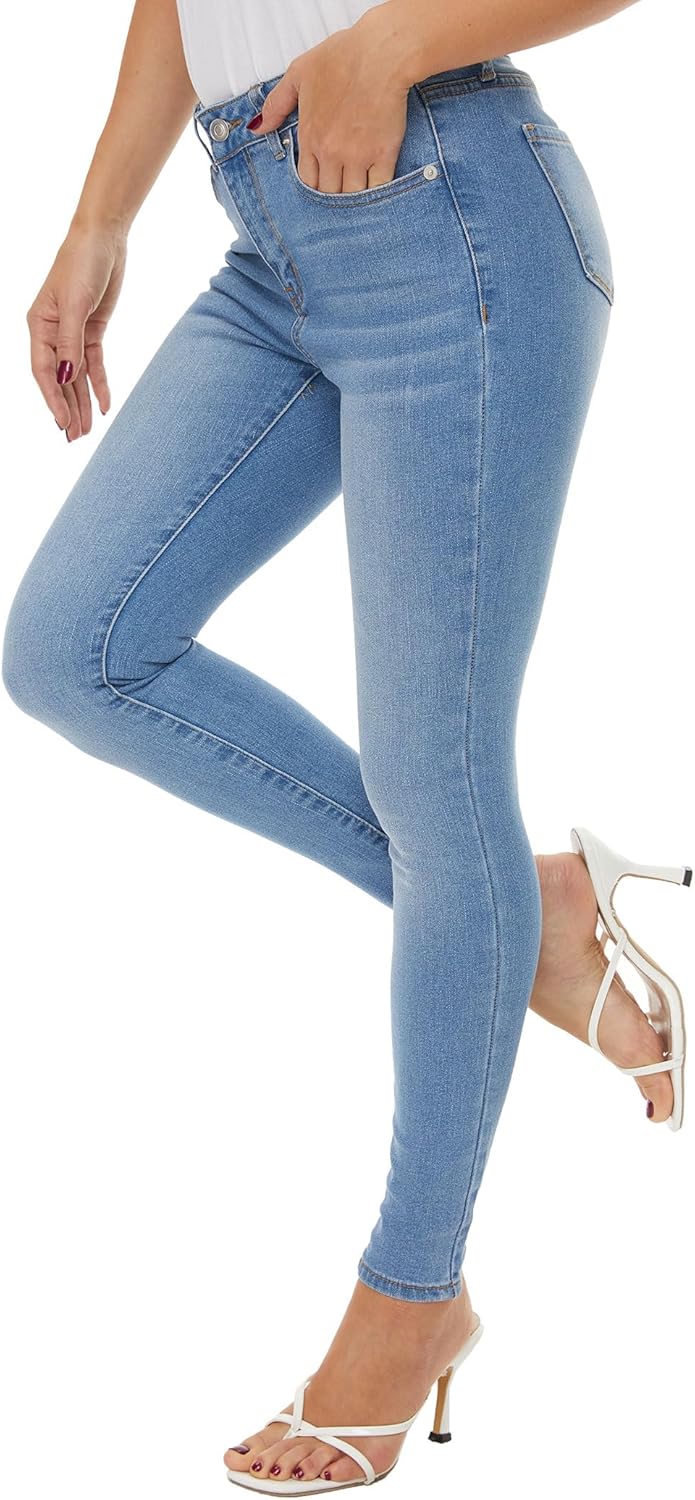 LICTZNEE Womens Skinny Jeans Mid Rise, Stretch Denim Jean Slim Fit Leg Elastic Waist Pants with Pockets