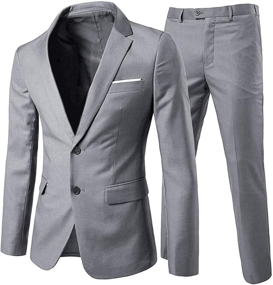Cloudstyle Men's 2-Piece Suits Slim Fit 2 Button Dress Suit Jacket Blazer & Pants Set