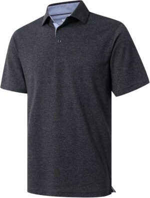VEBOON Men's Polo Shirts Long and Short Sleeve Cotton Blend Heather Moisture Wicking Casual Collared Shirts