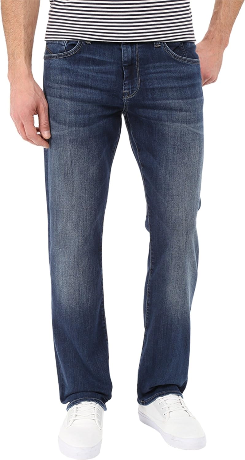 Mavi Jeans Men's Matt Rise Relaxed Straight in Mid Indigo Cooper, 34 X 32