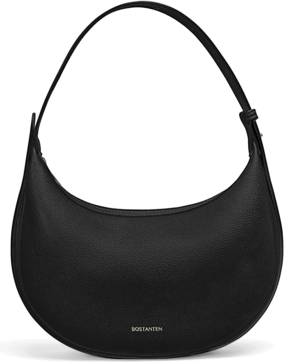 BOSTANTEN Crescent Shoulder Bag for Women Trendy Crossbody Hobo Purse Vegan Leather Clutch Handbag Adjustable Strap