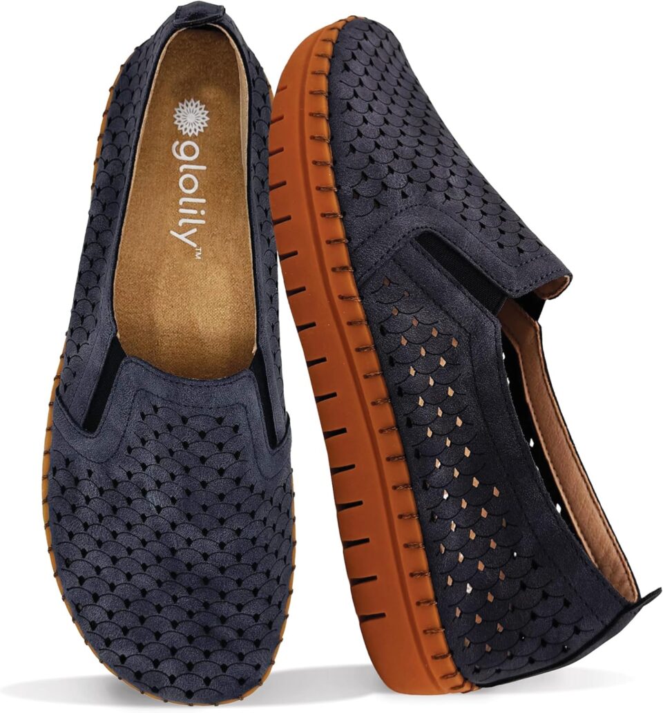 Glolily Elle Perf Women's Comfort Sneakers - Orthotic Lightweight & Flexible Walking Shoes with Arch Support, Comfortable Casual Fashion Shoes for Women