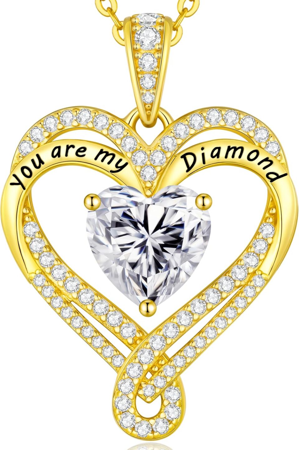 Moissanite Heart Pendant Necklace for Women,D Color VVS1 Moissanite Lab-Created Gem,925 Sterling Silver Gold Plating,Wedding,Anniversary Birthday Fine Jewelry Gifts for Wife Her Mom Girlfriend