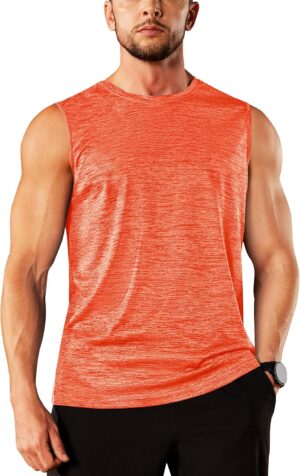 TACVASEN Men's Sleeveless Shirt Workout Muscle Tank Top Quick Dry Polyester Trainning Basketball