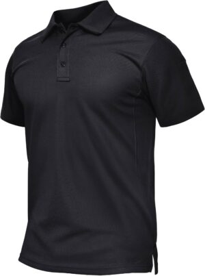 TACVASEN Mens Polo Shirt Short Sleeve Tactical Performance Collared Work Golf Shirts Dry Fit Pique Polos for Summer