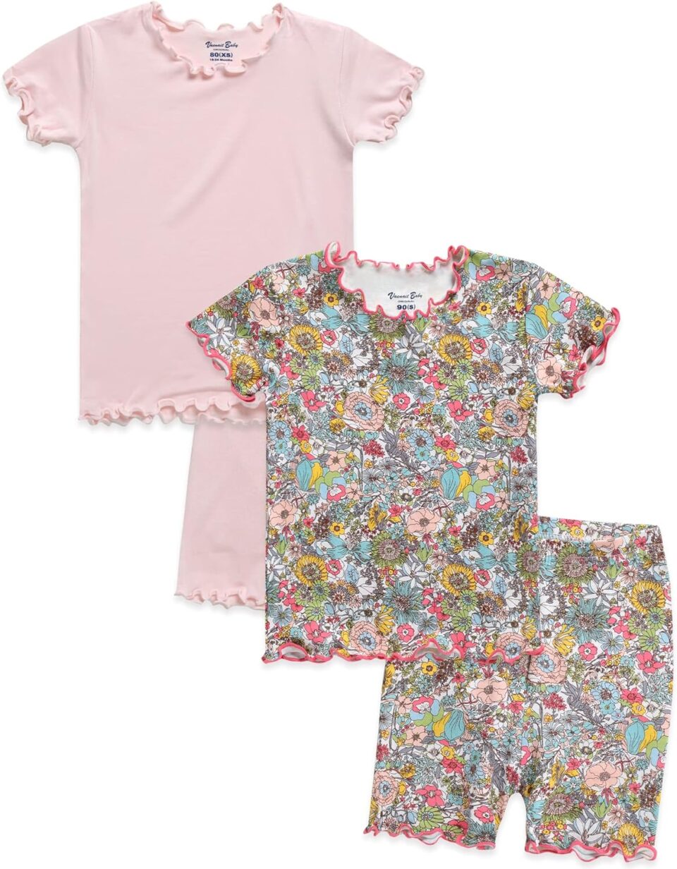 Vaenait Toddler Girls Boys Kids Girls Boys Animal Flower Patern Sleepwear Pajamas Summer Viscose Pjs