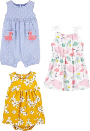 Simple Joys by Carter's baby-girls 3-pack Romper, Sunsuit and Dress