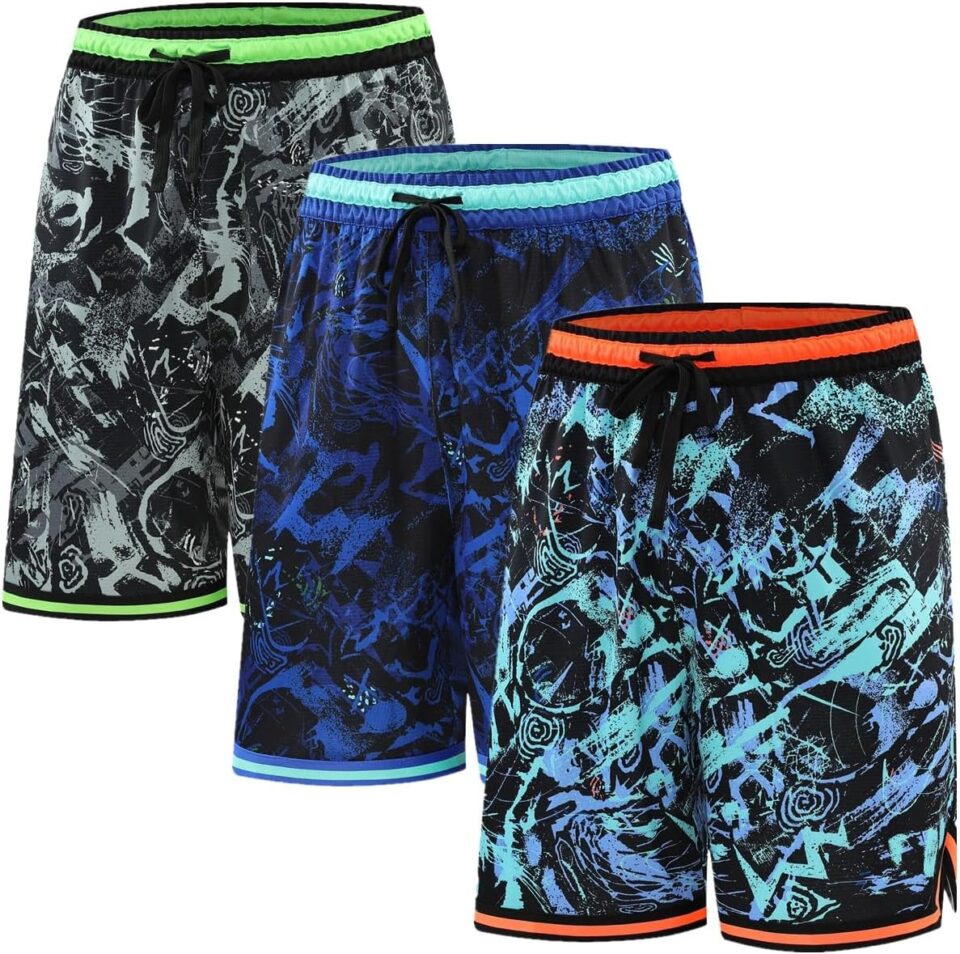 2/3 Pack Basketball Shorts with Zipper Pockets for Men,Active Athletic Shorts